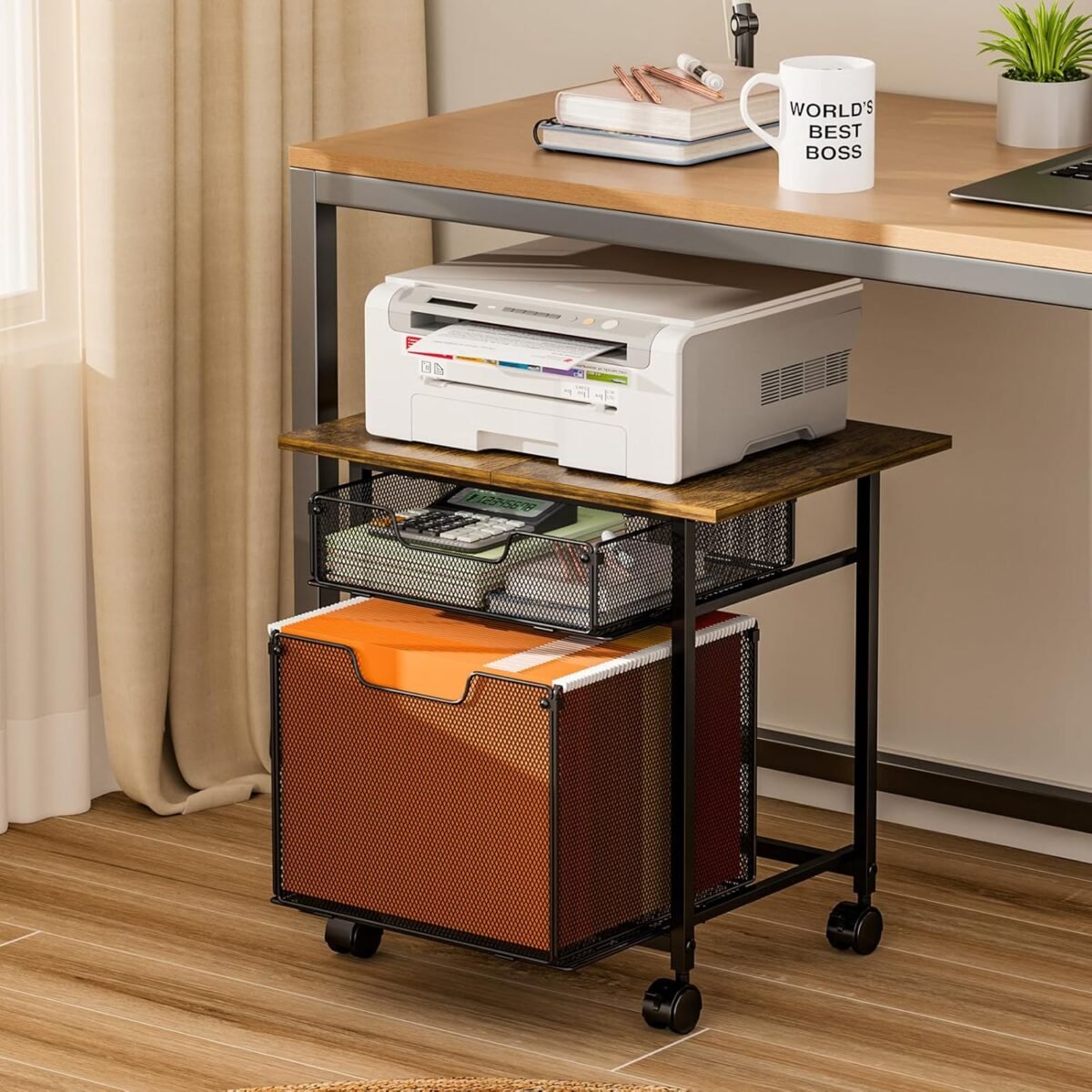Printer stand with storage drawer printers table with extended deskto.jpg