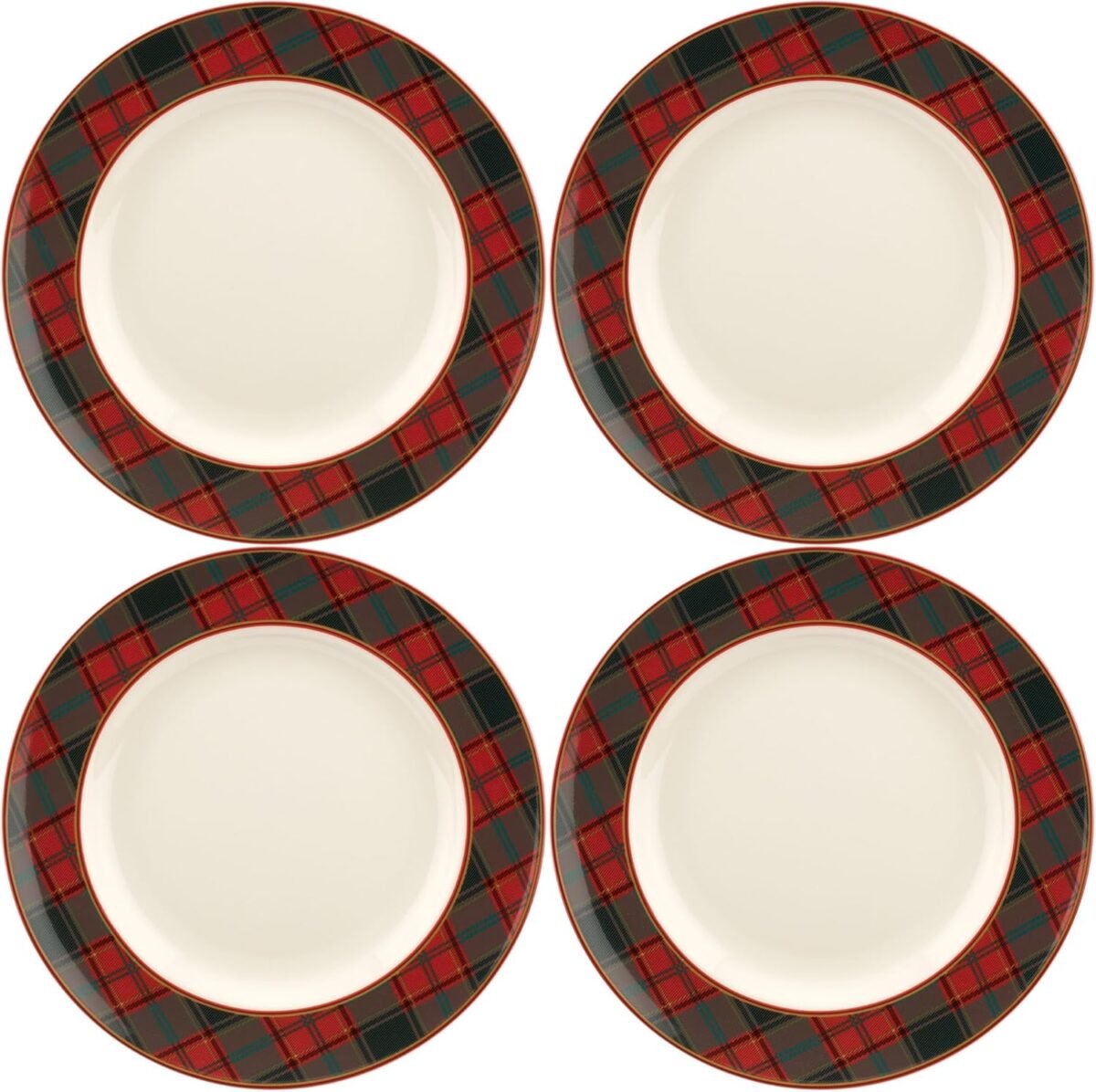 Spode christmas tree tartan dinner plate set of 4 10.5 festive ho.jpg