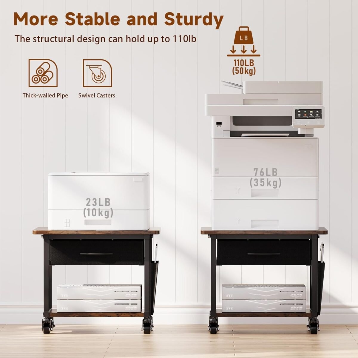 1754113205 2 tier printer stand with storage drawer under desk rolling printer.jpg