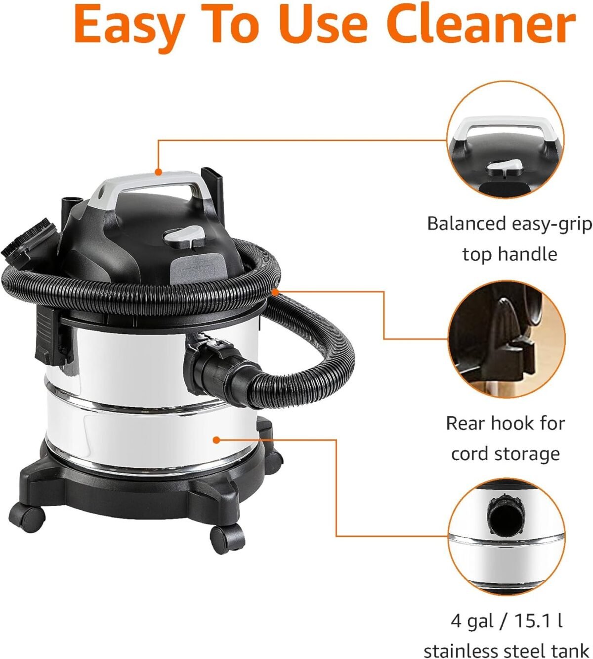 1755824607 amazon basics wet dry vacuum cleaner 4 gallon shop 3 hp stainless st.jpg