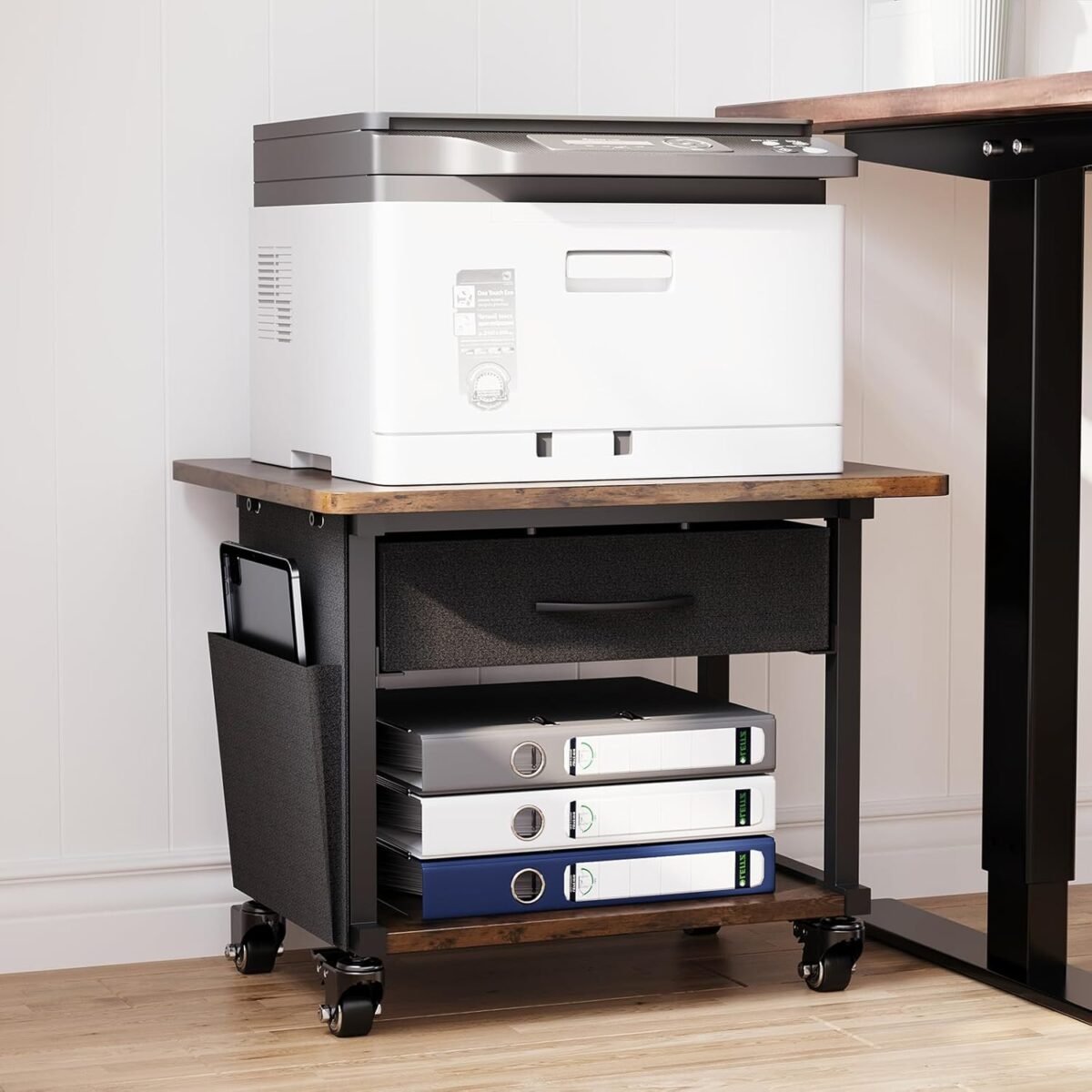 2 tier printer stand with storage drawer under desk rolling printer.jpg