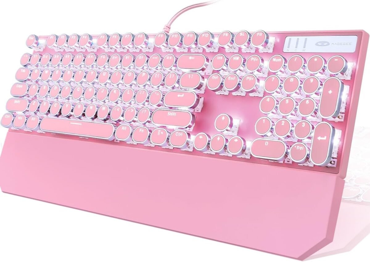 Camiysn typewriter style mechanical gaming keyboard pink retro punk g.jpg