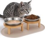 Elevated cat bowls with food mat6.3 inches shallow raised bowls whisk.jpg