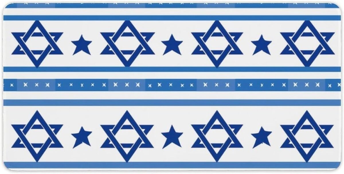 Israel flag shaped large mouse pad non slip durable desk mat computer.jpg