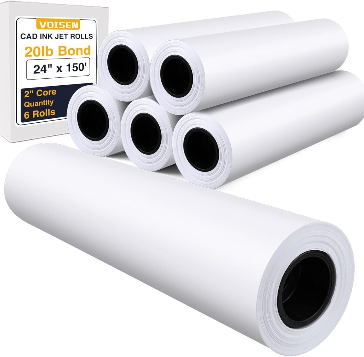 Voisen wide format paper6 rolls plotter paper 24 in x 150 ft cad bon.jpg