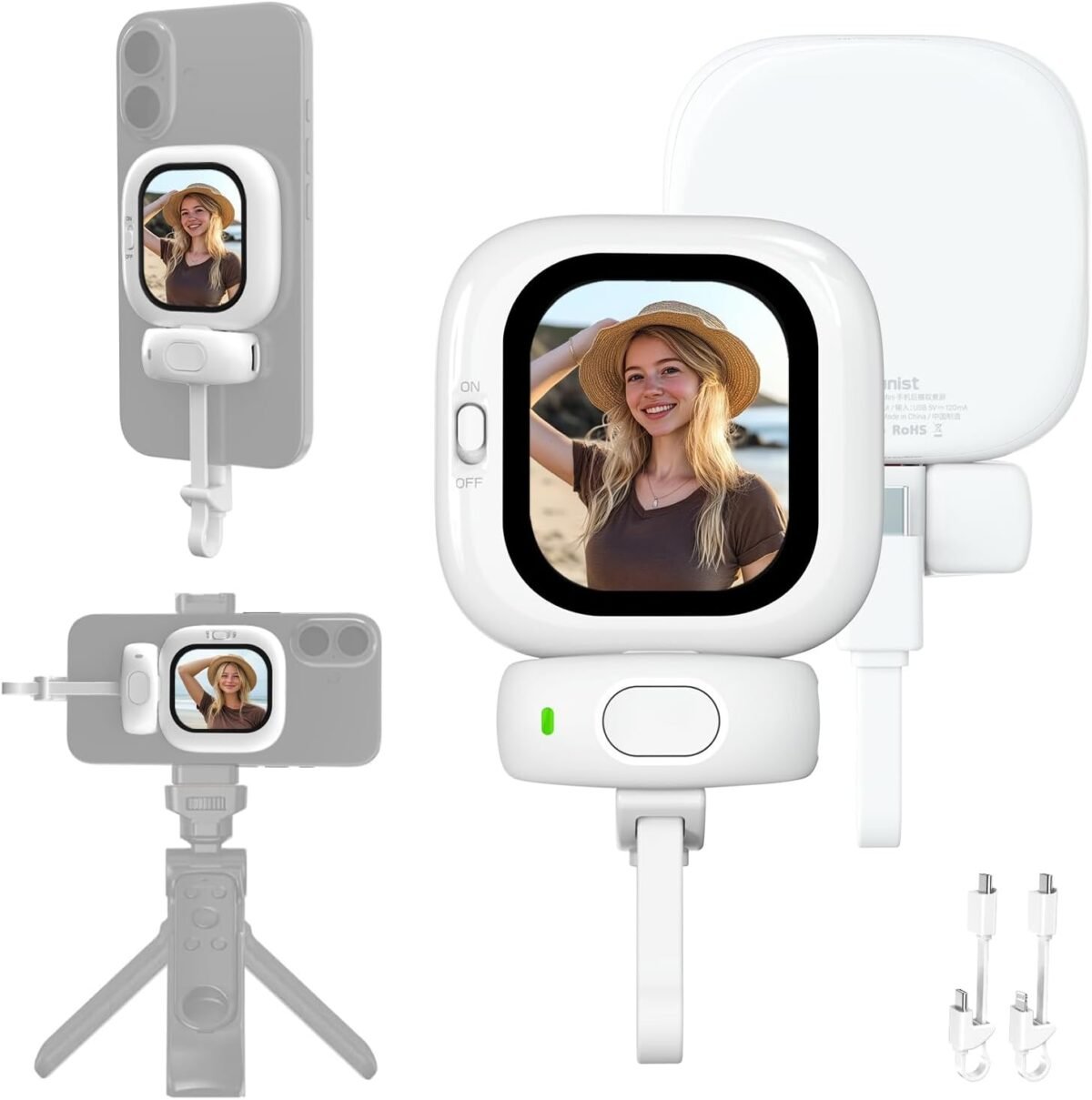 Vlogmate mini vlog selfie monitor screen for iphone wired back camera.jpg