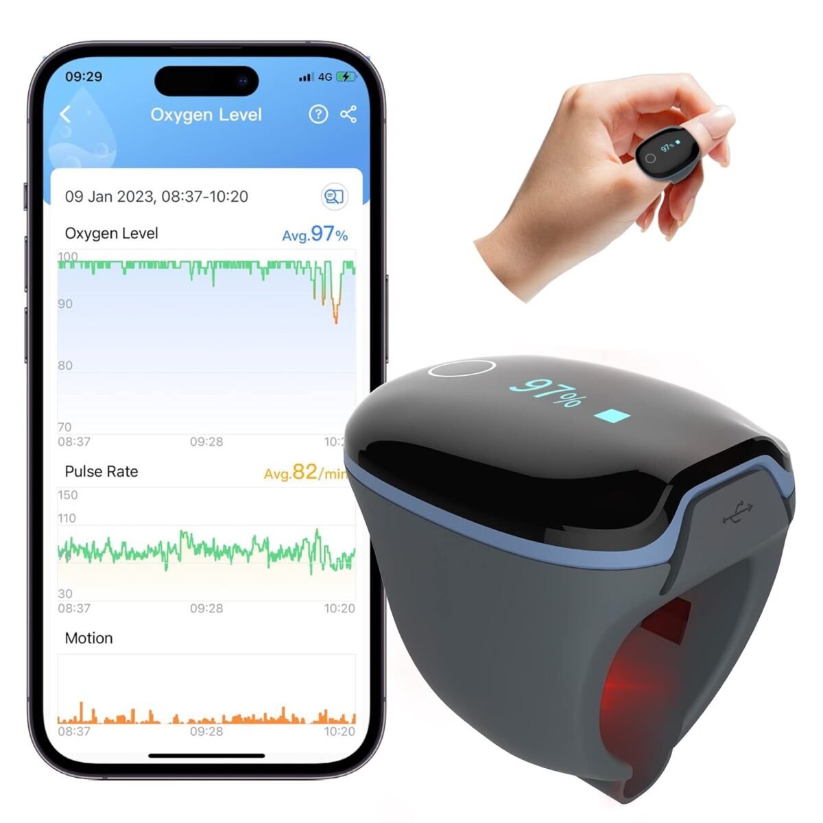 Wellue o2ring pulse oximter bluetooth spo2 blood oxygen saturation mo.jpg