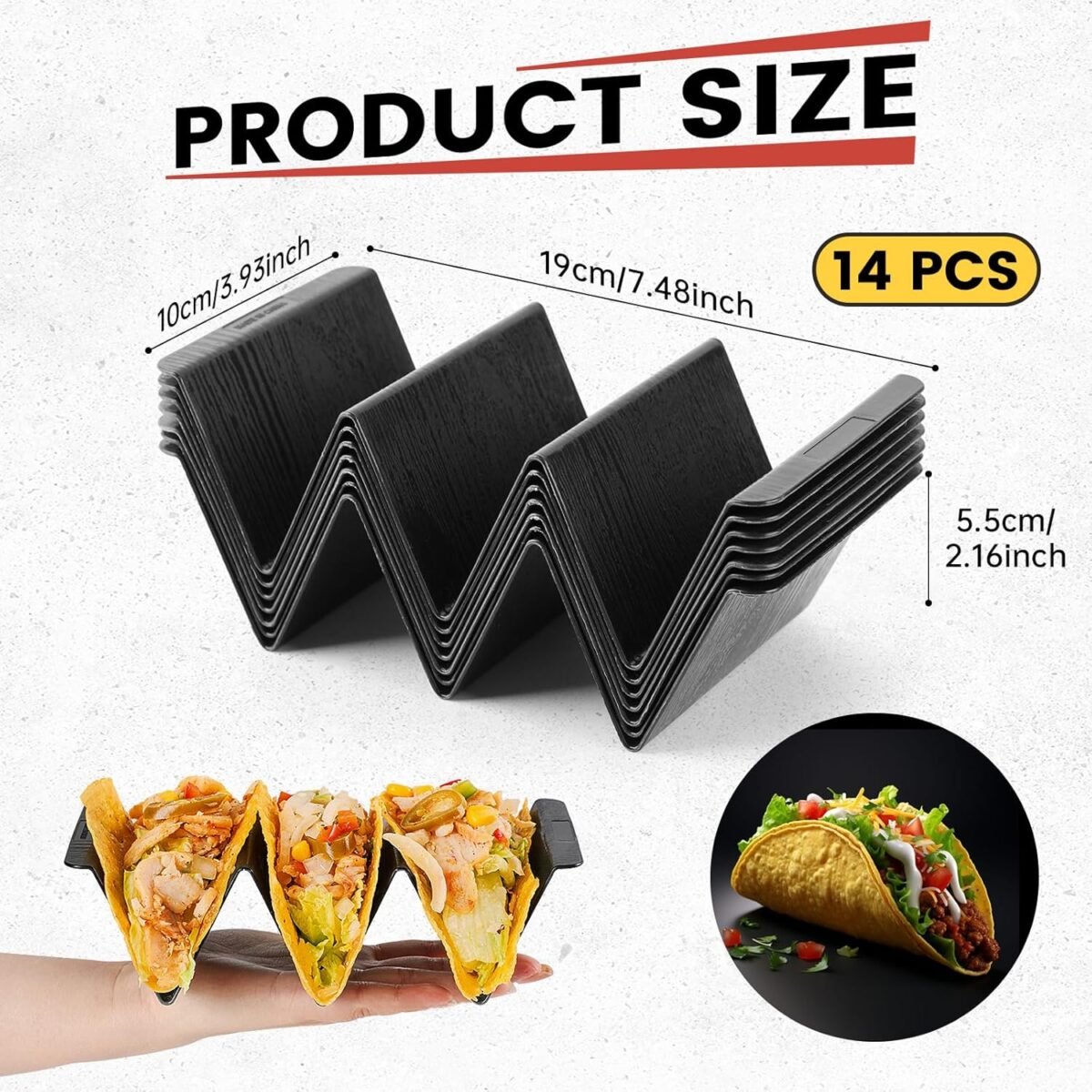 1758689969 14 pcs taco holder stands black large tray plates plastics holder for.jpg