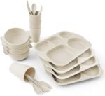 24 pcs wheat straw dinnerware cutlery set unbreakable tableware set.jpg
