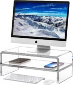 Acrylic monitor stand 2 tiers clear monitor riser computer stand for.jpg