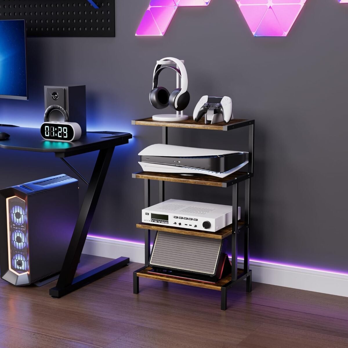 Aquzee game console stands 4 tier stereo stand cabinet for small spac.jpg