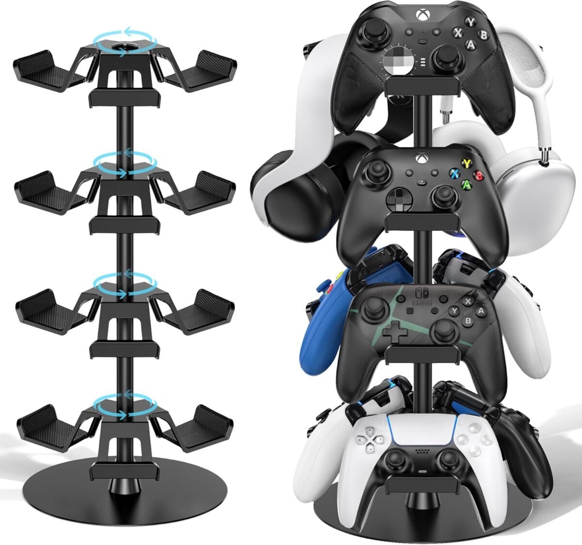 Headset stand 4 tiers for desk rotatable gaming controller stand for.jpg