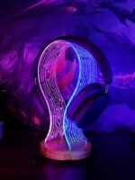 Yuandian headphone stand walnut wood headset holder with blue pink le.jpg