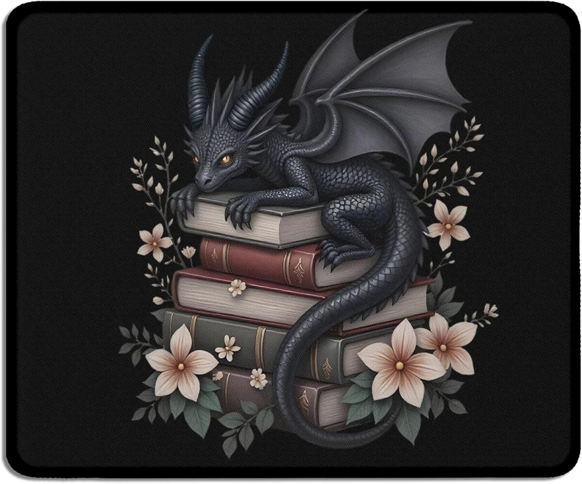 Books dragon mouse pad cute fantasy dragon mousepad for work desk hom.jpg