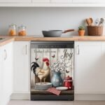 Funny rooster refrigerator magnet coverrustic farmhouse flower washab.jpg