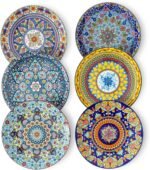 Glowworm salad plates set of 6 8.5 inch ceramic dinner plates colorf.jpg