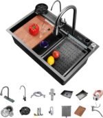 Smart waterfall kitchen sink stainless steel single bowl digital displ.jpg